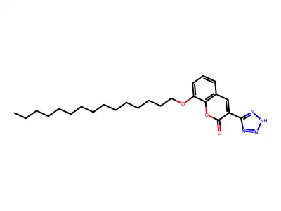 2H-1-Benzopyran-2-one, 8-(pentadecyloxy)-3-(1H-tetrazol-5-yl)- structure