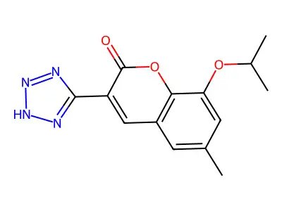 2H-1-Benzopyran-2-one, 6-methyl-8-(1-methylethoxy)-3-(1H-tetrazol-5-yl)- structure