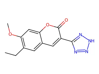 2H-1-Benzopyran-2-one, 6-ethyl-7-methoxy-3-(1H-tetrazol-5-yl)- structure