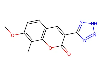 7-Methoxy-8-methyl-3-(2H-tetrazol-5-yl)-2H-1-benzopyran-2-one structure
