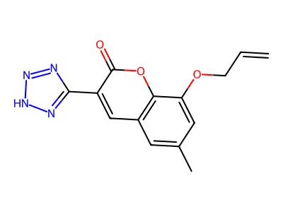 2H-1-Benzopyran-2-one, 6-methyl-8-(2-propenyloxy)-3-(1H-tetrazol-5-yl)- structure
