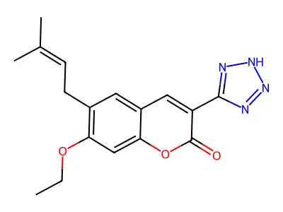 2H-1-Benzopyran-2-one, 7-ethoxy-6-(3-methyl-2-butenyl)-3-(1H-tetrazol-5-yl)- structure