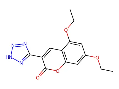 2H-1-Benzopyran-2-one, 5,7-diethoxy-3-(1H-tetrazol-5-yl)- structure