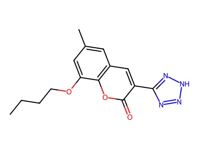 2H-1-Benzopyran-2-one, 8-butoxy-6-methyl-3-(1H-tetrazol-5-yl)- structure