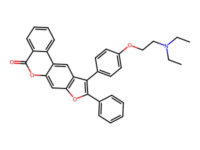 5H-Benzofuro(6,5-c)(2)benzopyran-5-one, 10-(4-(2-(diethylamino)ethoxy)phenyl)-9-phenyl- structure