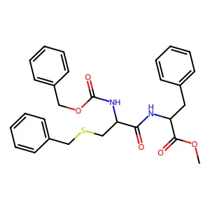 methyl 2-[[3-benzylsulfanyl-2-(phenylmethoxycarbonylamino)propanoyl]amino]-3-phenylpropanoate structure
