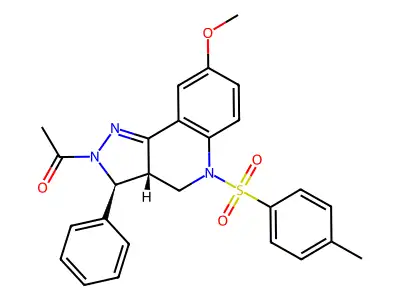 2H-Pyrazolo(4,3-c)quinoline, 3,3a,4,5-tetrahydro-2-acetyl-8-methoxy-5-((4-methylphenyl)sulfonyl)-3-phenyl-, cis- structure