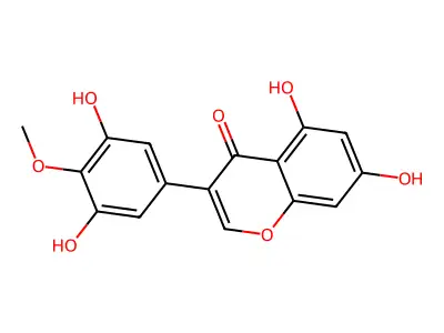 4H-1-Benzopyran-4-one, 3-(3,5-dihydroxy-4-methoxyphenyl)-5,7-dihydroxy- structure