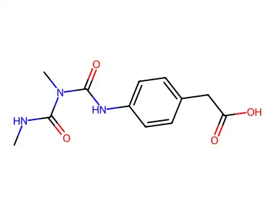 Benzeneacetic acid, 4-(((methyl((methylamino)carbonyl)amino)carbonyl)amino)- structure
