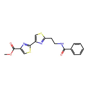 Methyl 2'-(2-(benzoylamino)ethyl)(2,4'-bithiazole)-4-carboxylate structure