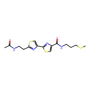 2-[2-(2-acetamidoethyl)-1,3-thiazol-4-yl]-N-(3-methylsulfanylpropyl)-1,3-thiazole-4-carboxamide structure