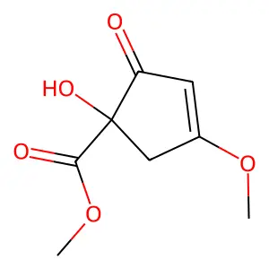methyl (1R)-1-hydroxy-4-methoxy-2-oxocyclopent-3-ene-1-carboxylate structure
