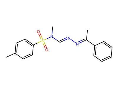N-methyl-N-(4-methylphenyl)sulfonyl-N'-(1-phenylethylideneamino)methanimidamide structure