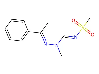 N-methyl-N'-methylsulfonyl-N-(1-phenylethylideneamino)methanimidamide structure