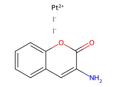 Platinum(2+) iodide--3-amino-2H-1-benzopyran-2-one (1/2/2) structure