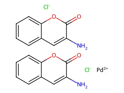 Palladium, bis(3-amino-2H-1-benzopyran-2-one-N(sup 3),O(sup 2))dichloro- structure