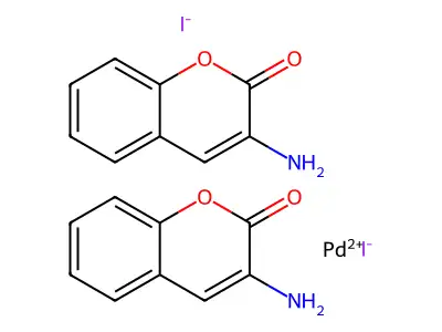 Palladium(2+) iodide--3-amino-2H-1-benzopyran-2-one (1/2/2) structure