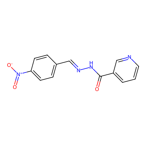 N-[(E)-(4-nitrophenyl)methylideneamino]pyridine-3-carboxamide structure