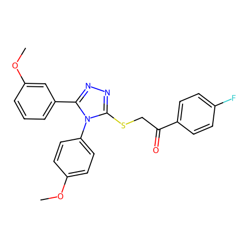 1-(4-fluorophenyl)-2-((5-(3-methoxyphenyl)-4-(4-methoxyphenyl)-4H-1,2,4-triazol-3-yl)thio)ethanone structure