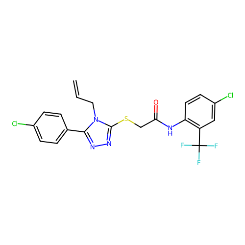 2-((4-allyl-5-(4-chlorophenyl)-4H-1,2,4-triazol-3-yl)thio)-N-(4-chloro-2-(trifluoromethyl)phenyl)acetamide structure