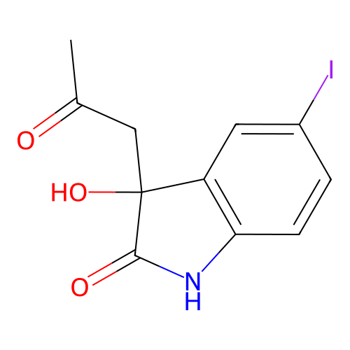 3-Hydroxy-5-iodo-3-(2-oxopropyl)-2,3-dihydro-1H-indol-2-one structure