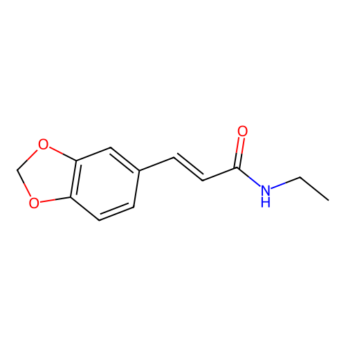 3-(1,3-benzodioxol-5-yl)-N-ethylprop-2-enamide structure