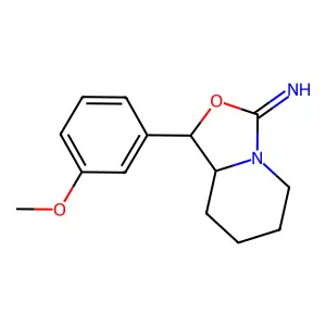 Rel-(1R,8aR)-1-(3-methoxyphenyl)hexahydro-3H-oxazolo[3,4-a]pyridin-3-imine structure