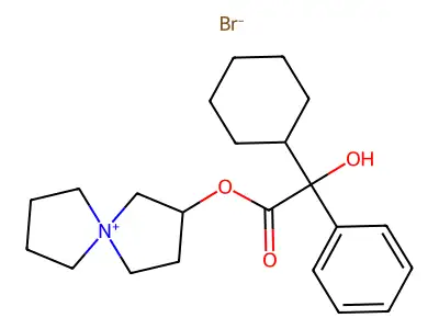 5-Azoniaspiro(4.4)nonane, 2-((cyclohexylhydroxyphenylacetyl)oxy)-, bromide structure