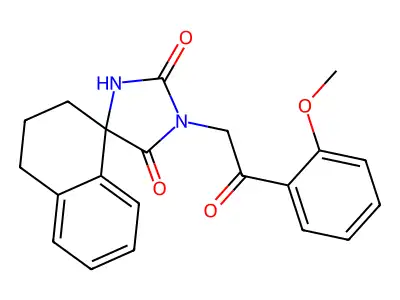 3'-[2-(2-methoxyphenyl)-2-oxoethyl]spiro[2,3-dihydro-1H-naphthalene-4,5'-imidazolidine]-2',4'-dione structure