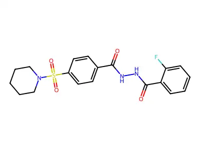 2-fluoro-N'-(4-piperidin-1-ylsulfonylbenzoyl)benzohydrazide structure