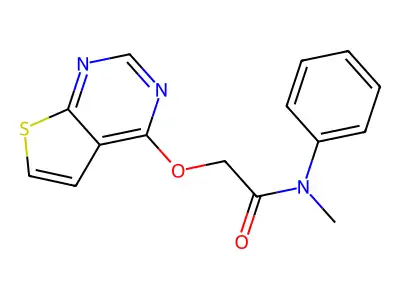 N-methyl-N-phenyl-2-thieno[2,3-d]pyrimidin-4-yloxyacetamide structure