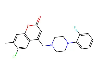 6-chloro-4-((4-(2-fluorophenyl)piperazin-1-yl)methyl)-7-methyl-2H-chromen-2-one structure