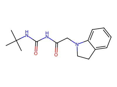 N-(tert-butylcarbamoyl)-2-(2,3-dihydroindol-1-yl)acetamide structure