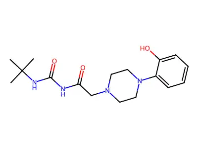 N-(tert-butylcarbamoyl)-2-[4-(2-hydroxyphenyl)piperazin-1-yl]acetamide structure