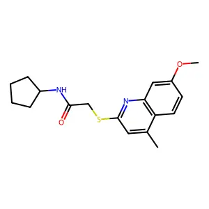 N-cyclopentyl-2-(7-methoxy-4-methylquinolin-2-yl)sulfanylacetamide structure