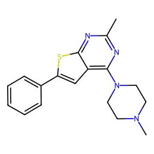 1-Methyl-4-{2-methyl-6-phenylthieno[2,3-D]pyrimidin-4-YL}piperazine structure