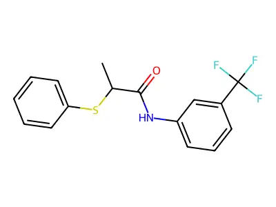 2-phenylsulfanyl-N-[3-(trifluoromethyl)phenyl]propanamide structure
