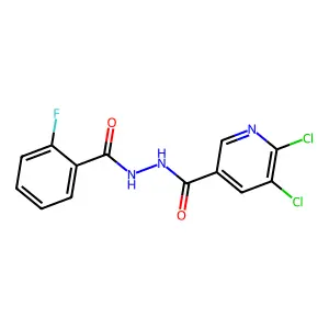 5,6-dichloro-N'-(2-fluorobenzoyl)pyridine-3-carbohydrazide structure