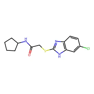 2-[(6-chloro-1H-benzimidazol-2-yl)sulfanyl]-N-cyclopentylacetamide structure
