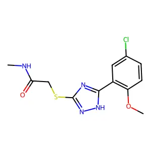 2-[[5-(5-chloro-2-methoxyphenyl)-1H-1,2,4-triazol-3-yl]sulfanyl]-N-methylacetamide structure