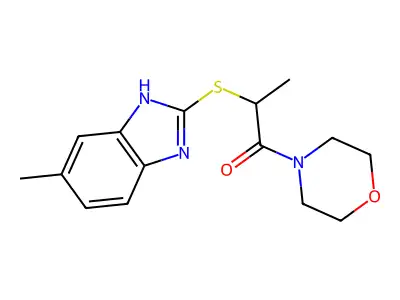 2-[(6-methyl-1H-benzimidazol-2-yl)sulfanyl]-1-morpholin-4-ylpropan-1-one structure
