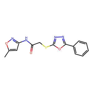 N-(5-methyl-1,2-oxazol-3-yl)-2-[(5-phenyl-1,3,4-oxadiazol-2-yl)sulfanyl]acetamide structure