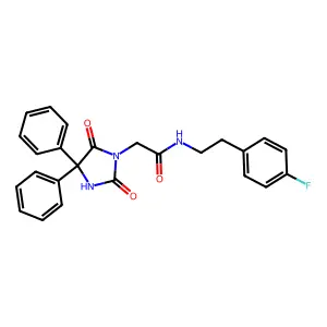 2-(2,5-dioxo-4,4-diphenylimidazolidin-1-yl)-N-[2-(4-fluorophenyl)ethyl]acetamide structure