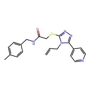 N-(4-methylbenzyl)-2-{[4-(prop-2-en-1-yl)-5-(pyridin-4-yl)-4H-1,2,4-triazol-3-yl]sulfanyl}acetamide structure