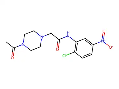 2-(4-acetylpiperazin-1-yl)-N-(2-chloro-5-nitrophenyl)acetamide structure