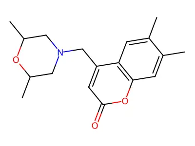 4-((2,6-dimethylmorpholino)methyl)-6,7-dimethyl-2H-chromen-2-one structure