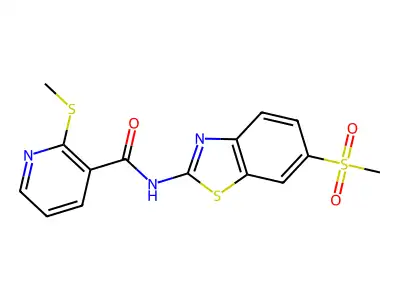 N-(6-(Methylsulfonyl)benzo[d]thiazol-2-yl)-2-(methylthio)nicotinamide structure