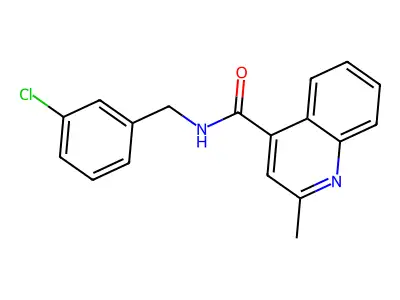 N-[(3-chlorophenyl)methyl]-2-methylquinoline-4-carboxamide structure