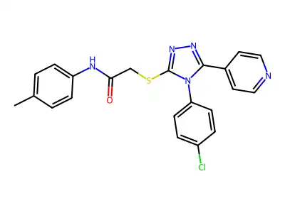 2-((4-(4-CL-PH)-5-(4-Pyridinyl)-4H-1,2,4-triazol-3-YL)thio)-N-(4-ME-PH)acetamide structure