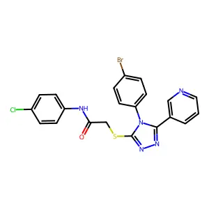 2-((4-(4-BR-PH)-5-(3-Pyridinyl)-4H-1,2,4-triazol-3-YL)thio)-N-(4-CL-PH)acetamide structure